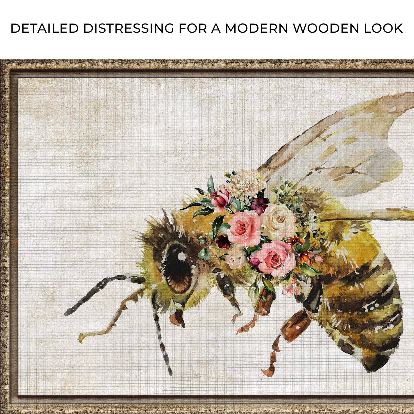 Floral Honey Bee Painting Canvas Wall Art