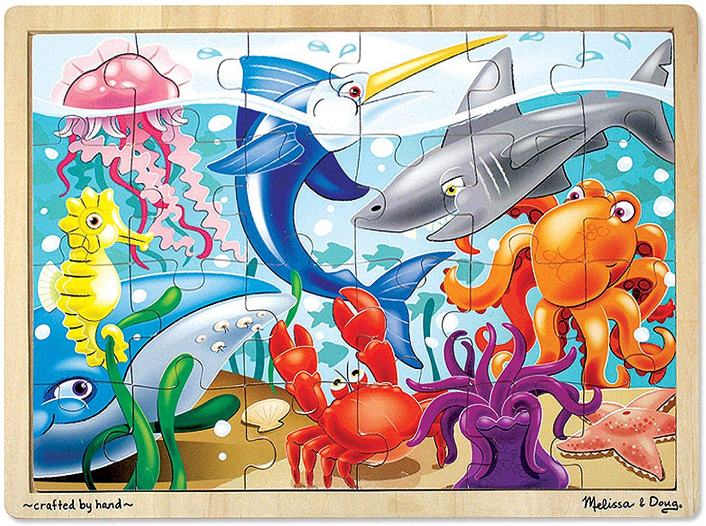 Melissa & Doug Under the Sea Wooden Jigsaw Puzzle (Preschool, Sturdy Wooden Construction, 24 Pieces, Great Gift for Girls and Boys - Best for 3, 4, and 5 Year Olds)