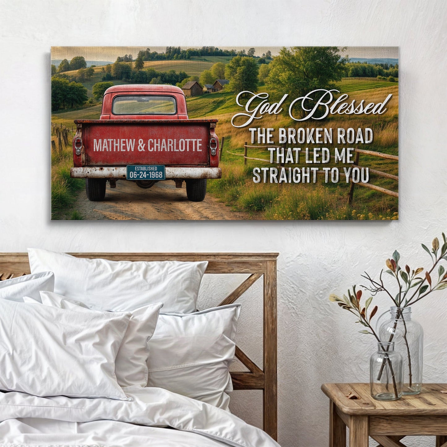 Custom Vintage Truck Couple Sign III