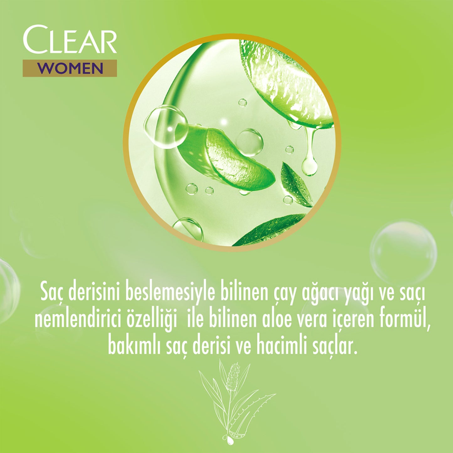 Clear Women Herbal Aloe Vera And Tea Tree Oil Anti-Dandruff Shampoo 350Ml