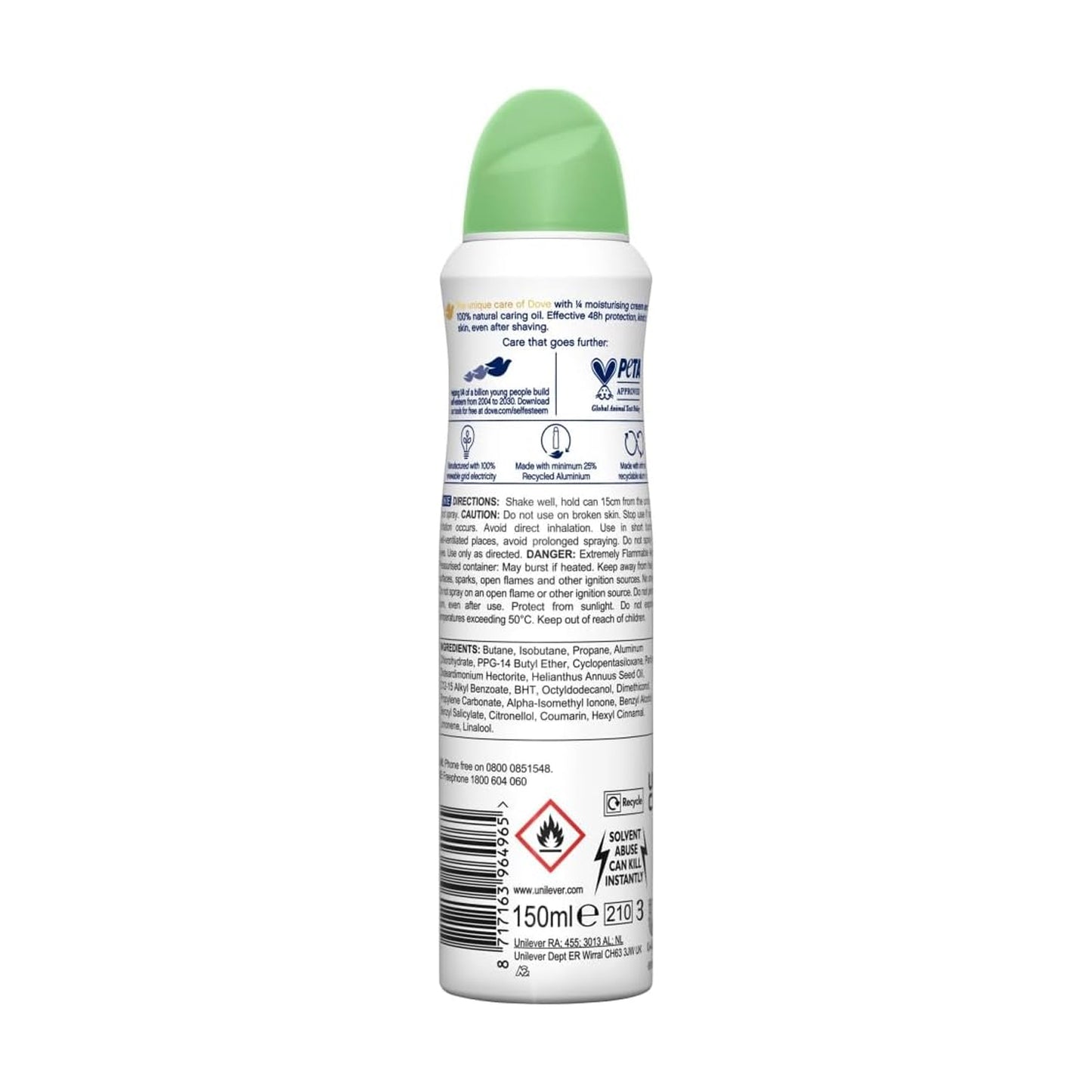 Dove Body Spray Cucumber Scent 150