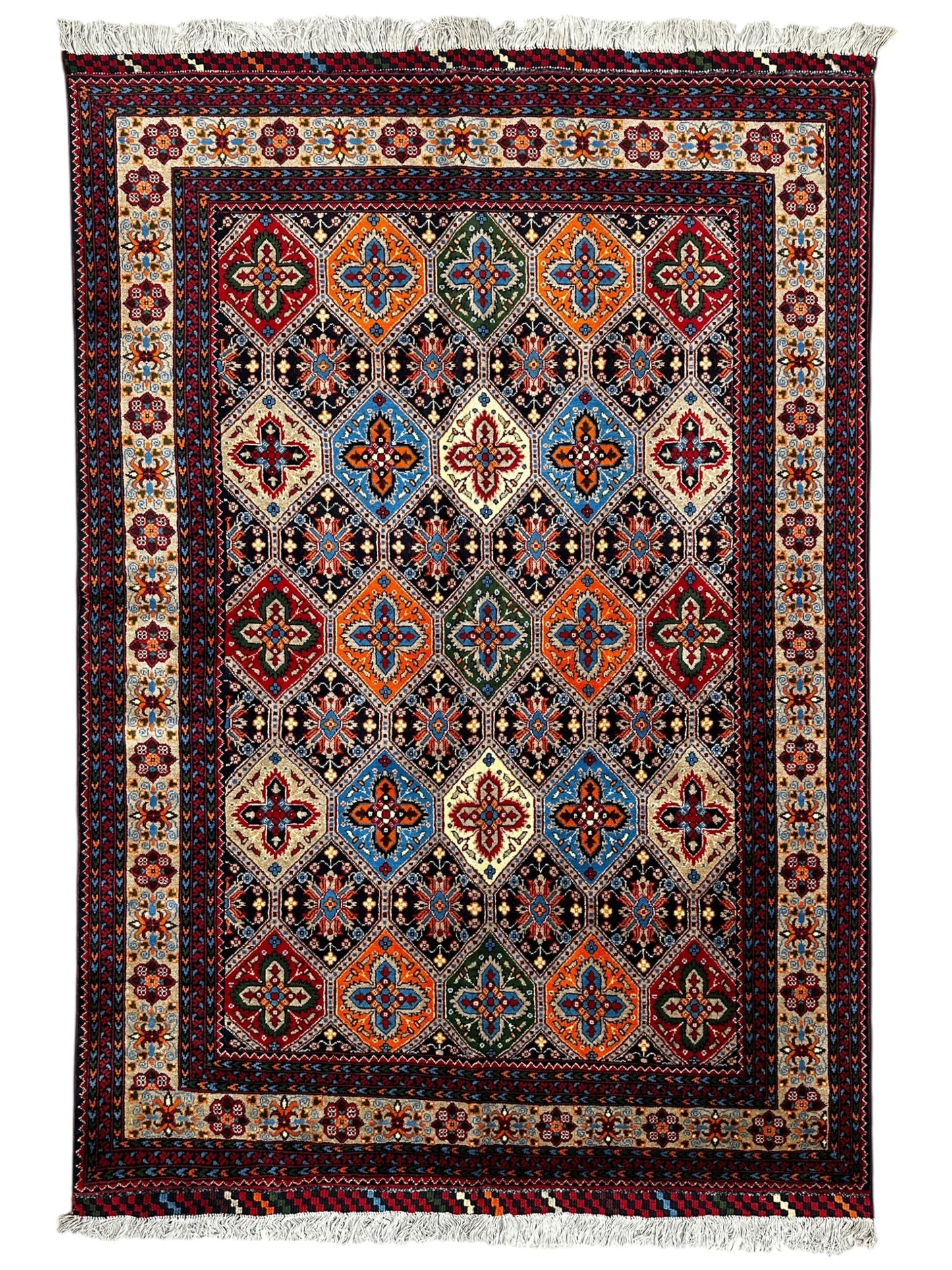 Hand-Knotted Afghani Kashi Wool Rug – 4’9″ x 6’10″