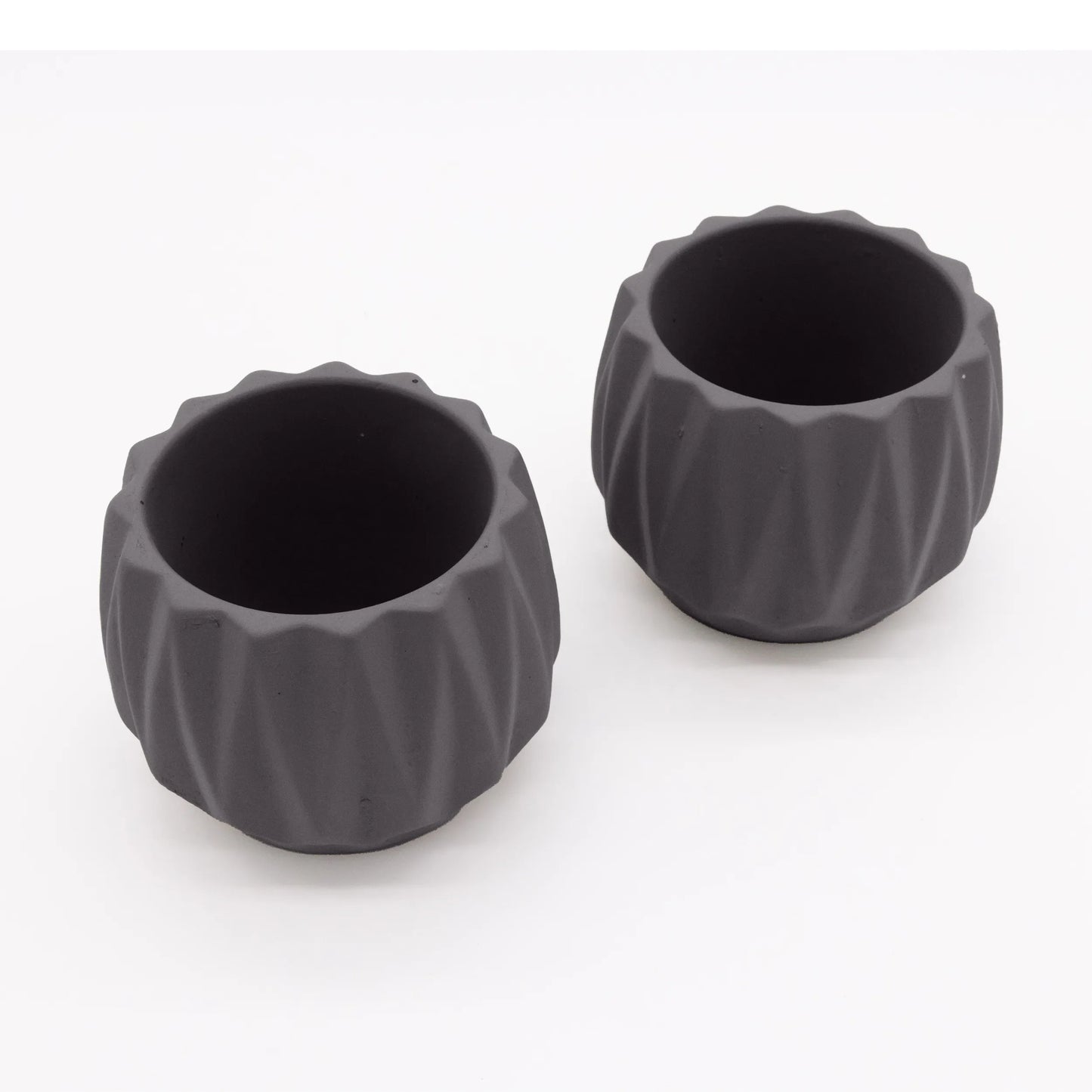 Concrete Mini Flute Tabletop Planters (Set of 2)