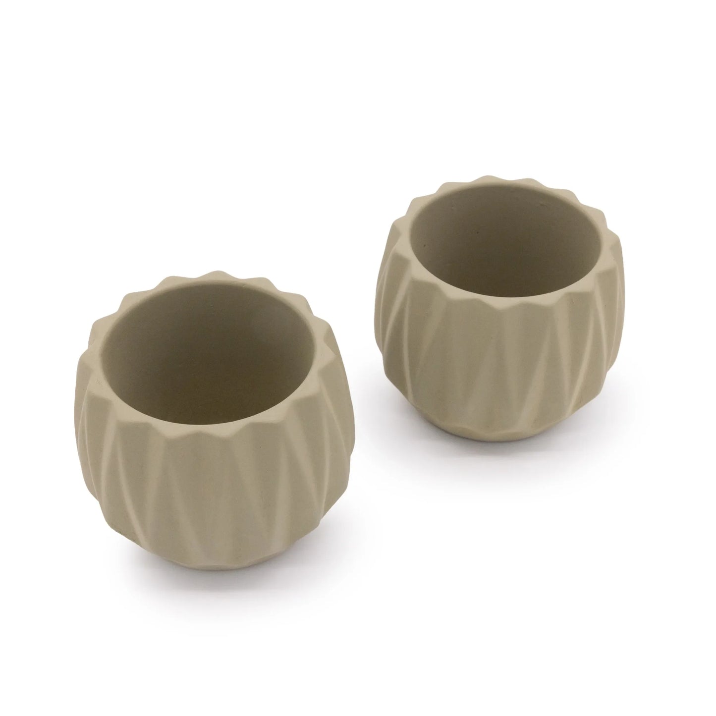 Concrete Mini Flute Tabletop Planters (Set of 2)
