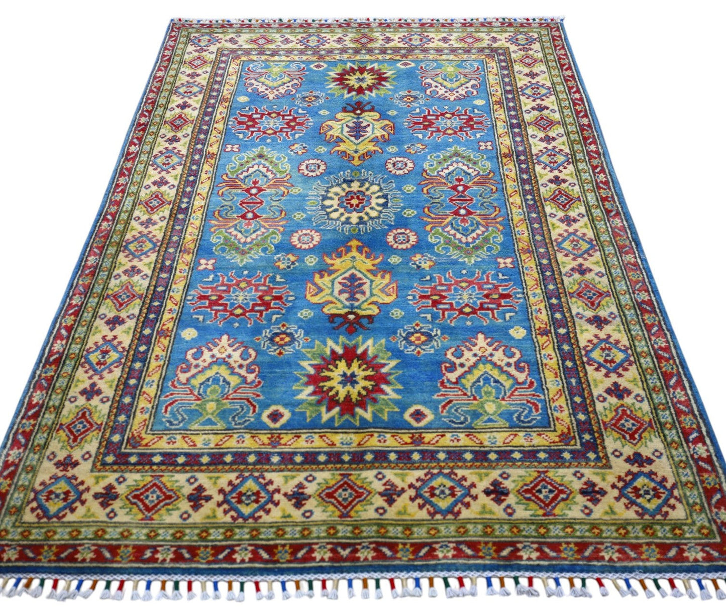 Hand-Knotted Afghani Kazak Wool Rug – 3’11″ x 6’0″