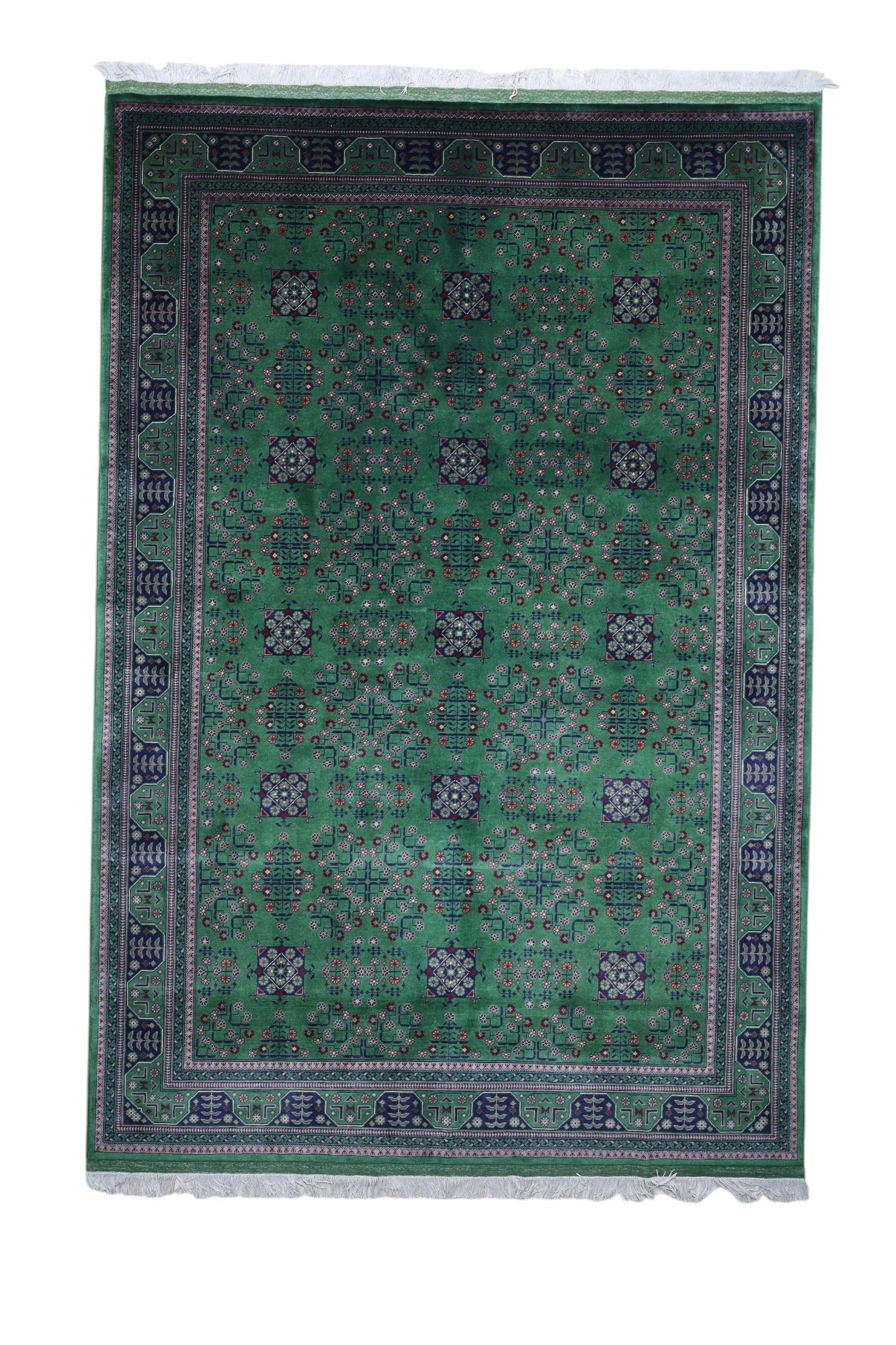 Hand-Knotted Afghani Bukharayi Wool Rug – 6’7″ x 9’9″