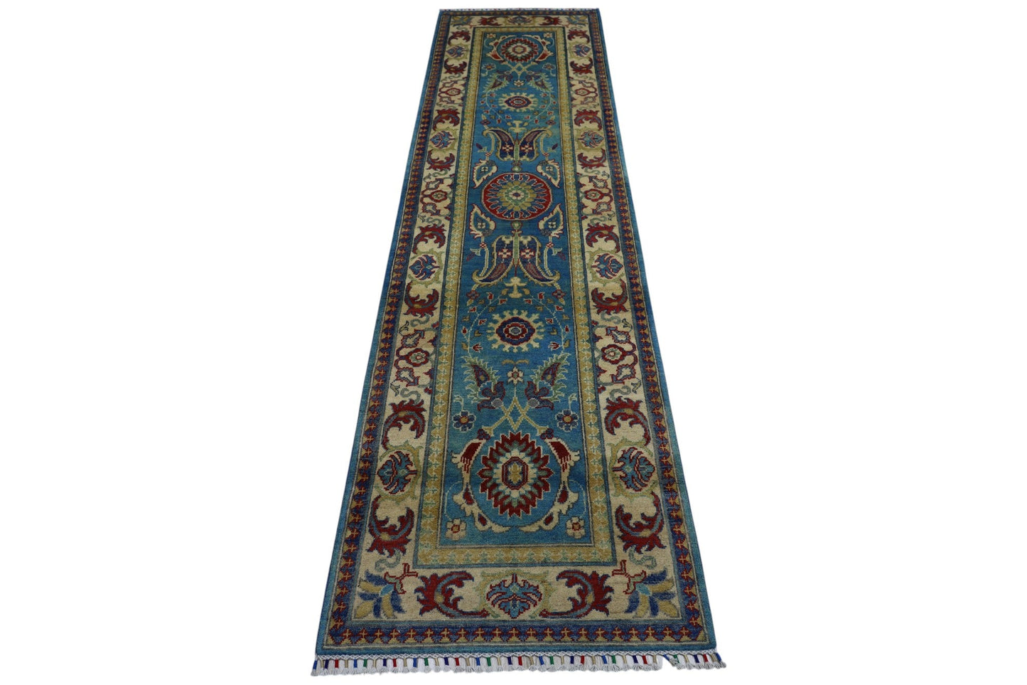 Hand-Knotted Afghani Kazak Wool Rug – 2’8″ x 9’9″