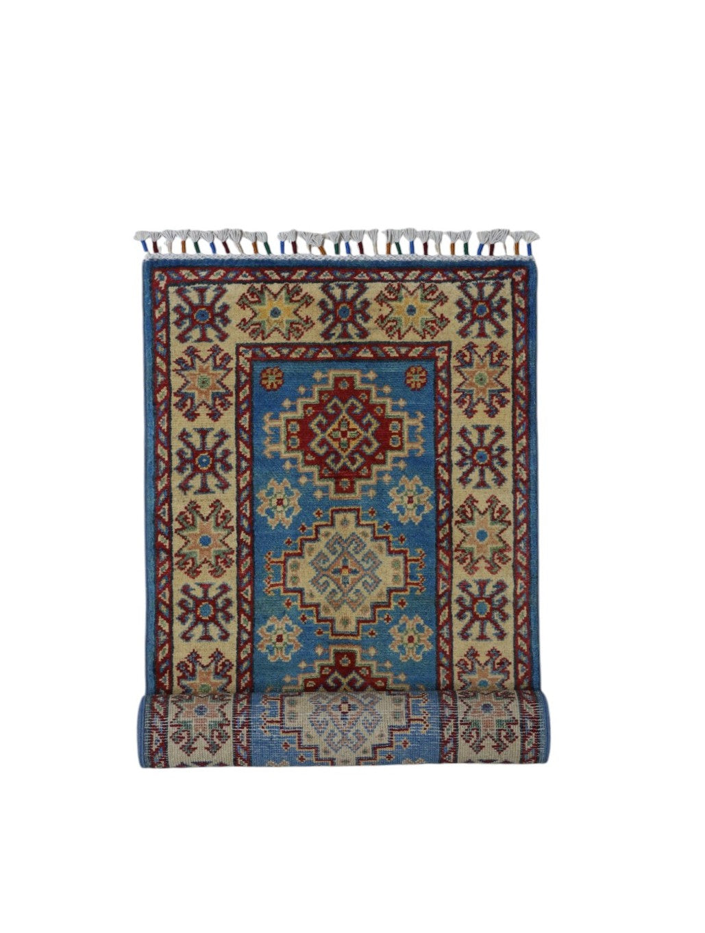 Hand-Knotted Afghani Kazak Wool Rug – 2’0″ x 5’10″