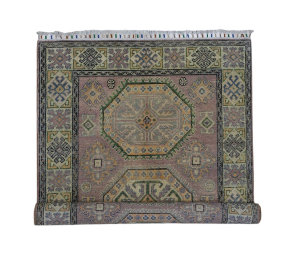 Hand-Knotted Afghani Kazak Wool Rug – 4’ x 6’