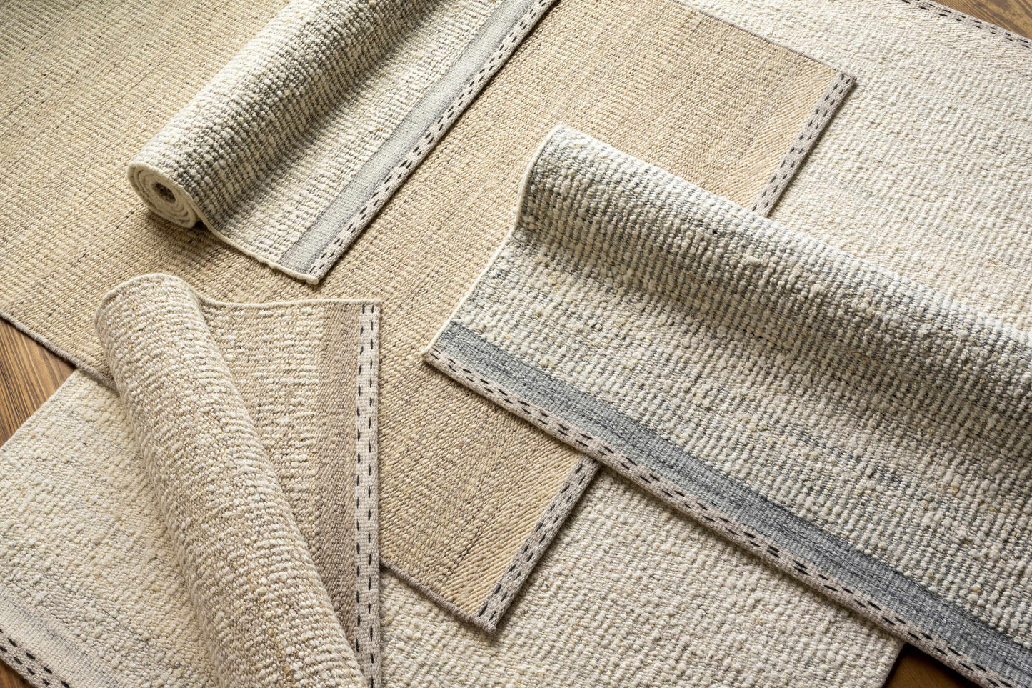 Yaniklar Cream Flat Woven Wool Rug