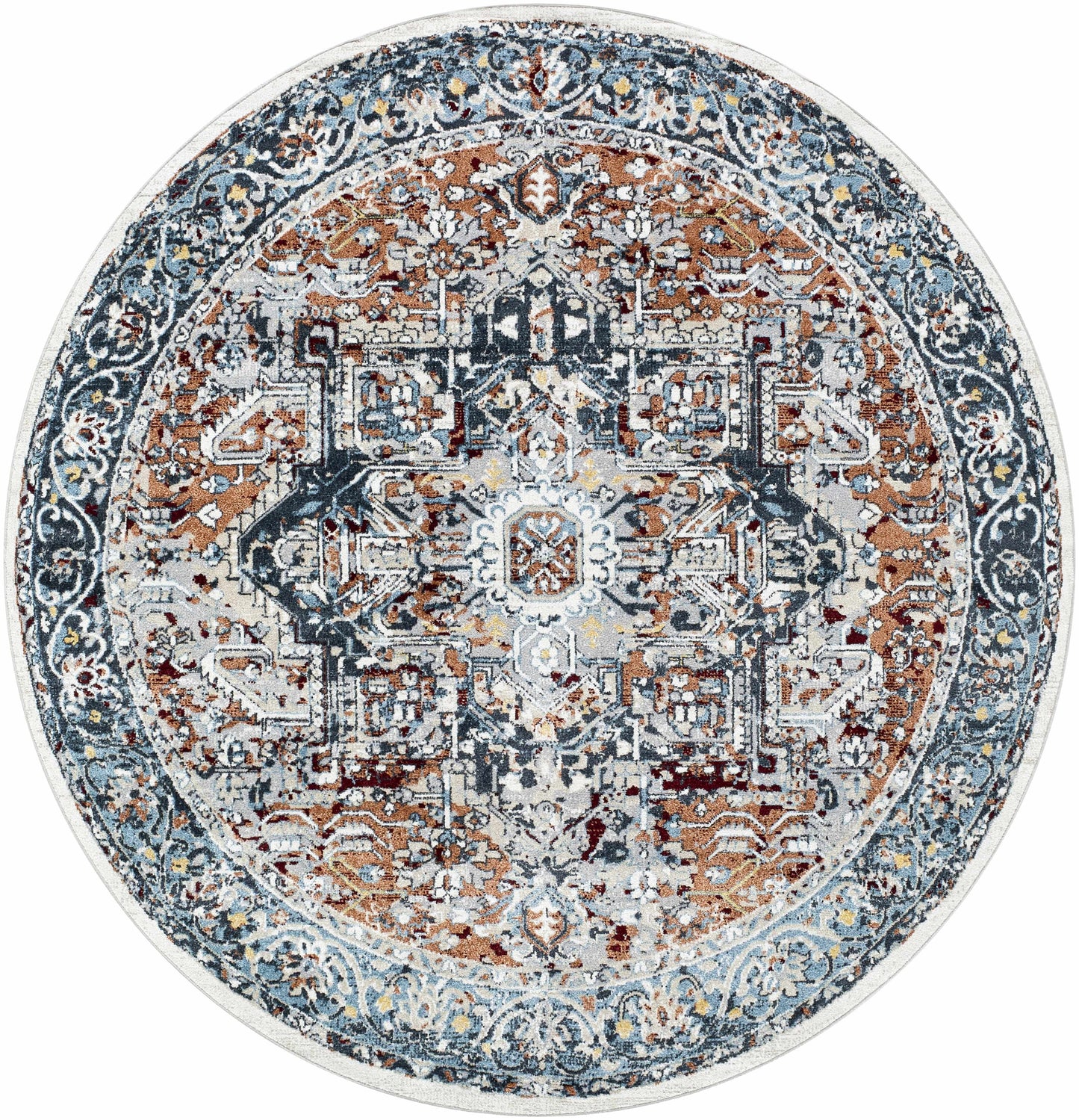 Cabacungan Blue & Rust Washable Area Rug - Clearance