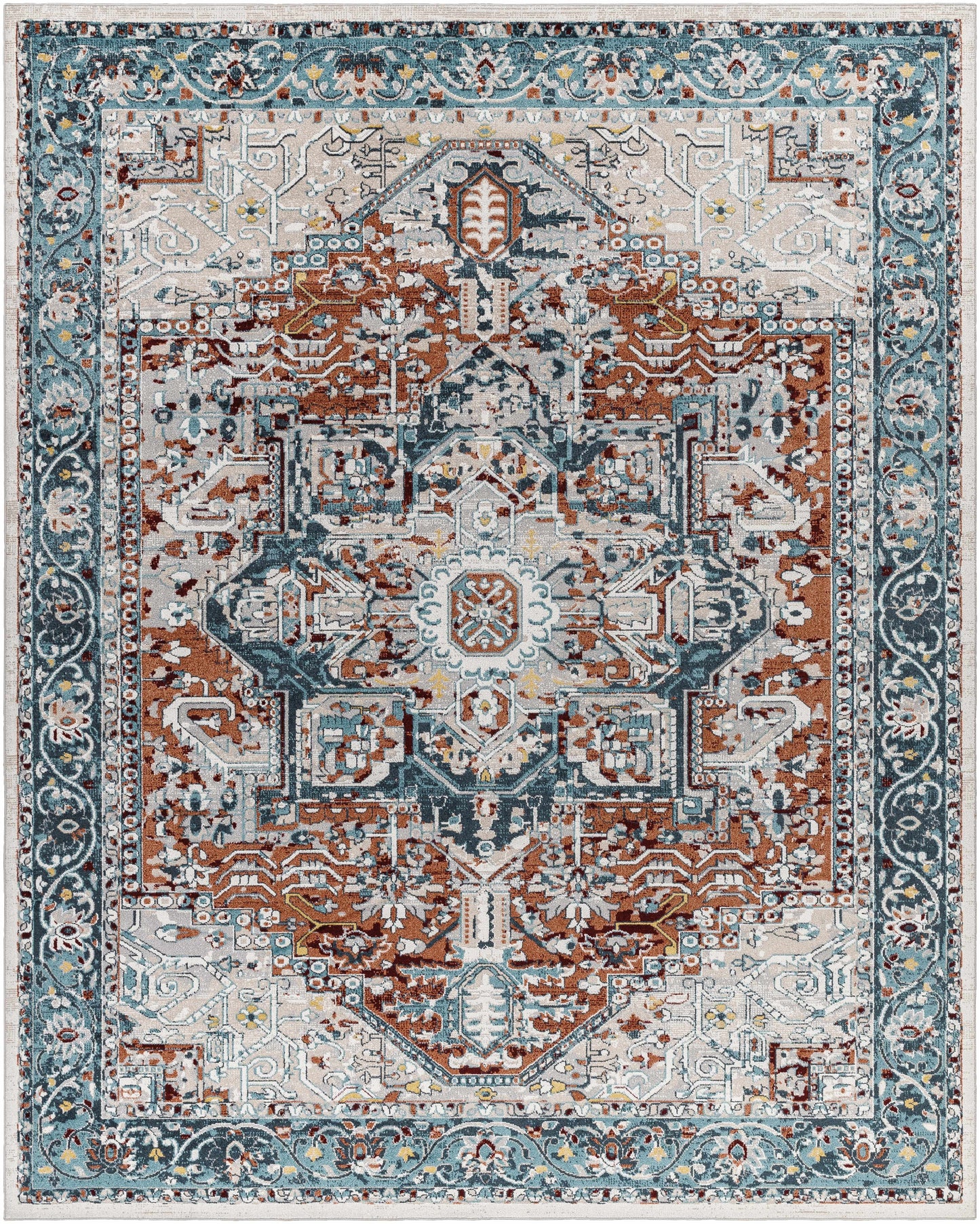 Cabacungan Blue & Rust Washable Area Rug - Clearance