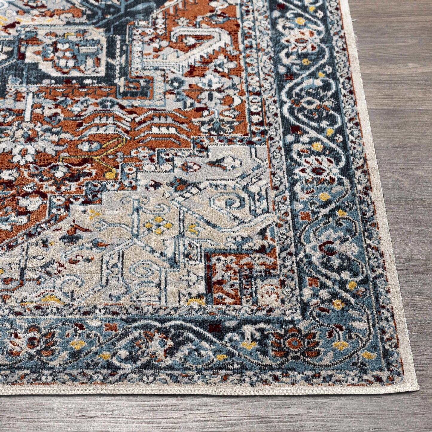 Cabacungan Blue & Rust Washable Area Rug - Clearance