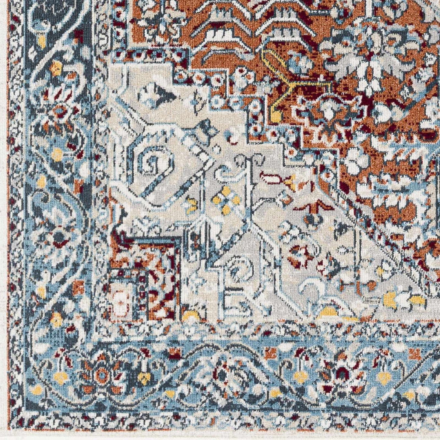 Cabacungan Blue & Rust Washable Area Rug - Clearance