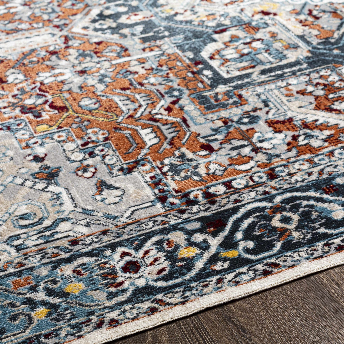 Cabacungan Blue & Rust Washable Area Rug - Clearance