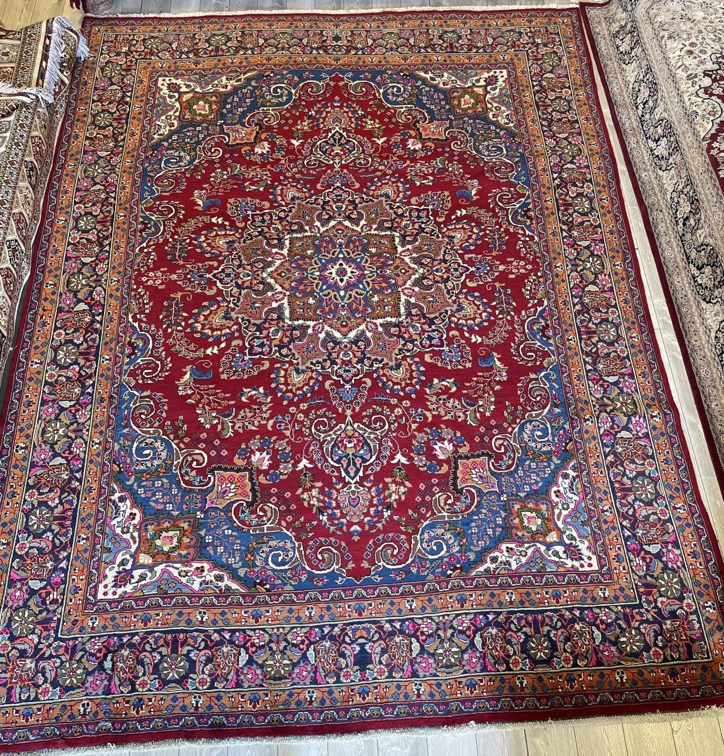 Elegant Mint Vintage 1960's Hand Knotted Veggie Dye Khorasan Area Rug 9’7” x 12’9”