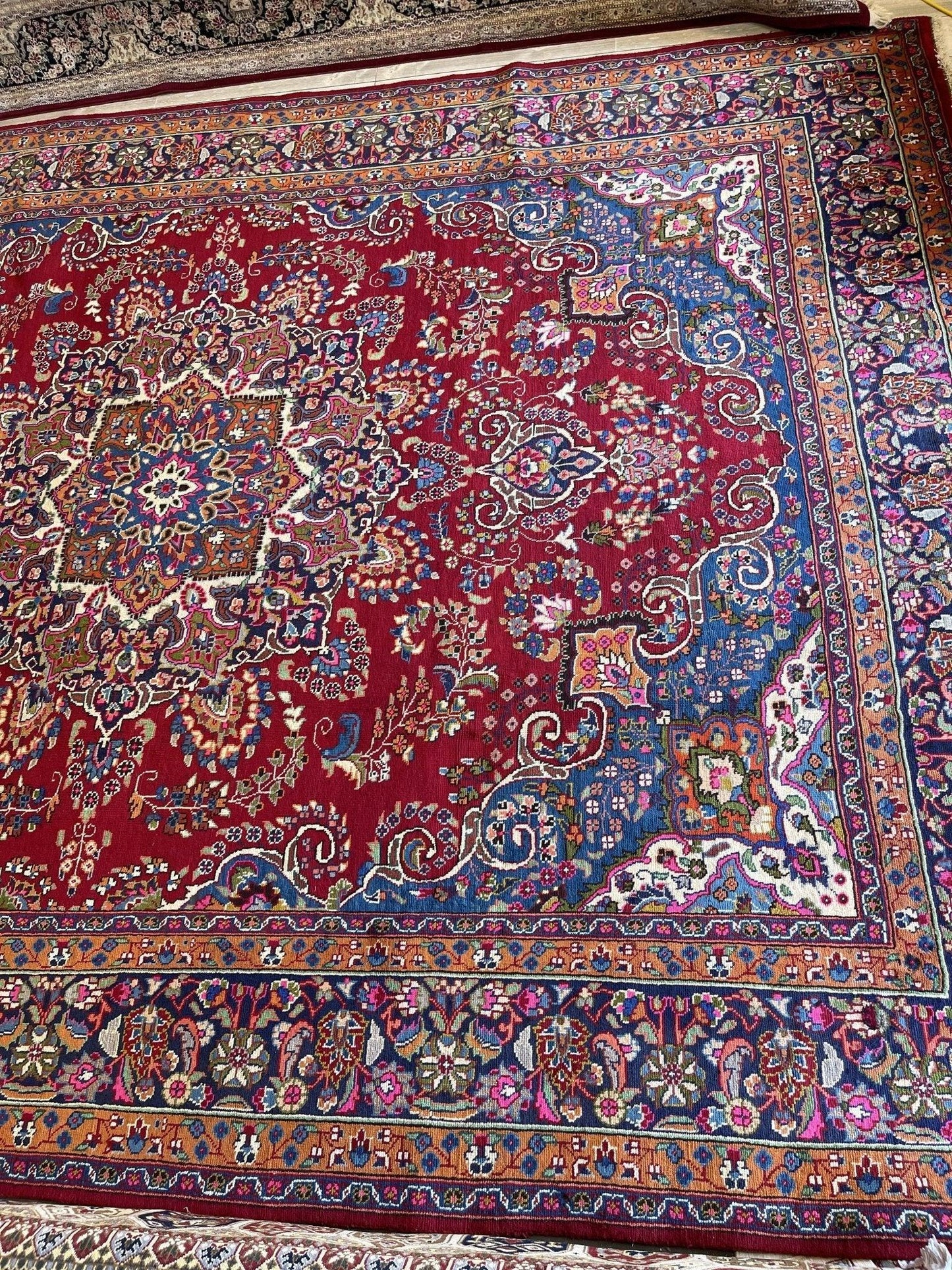Elegant Mint Vintage 1960's Hand Knotted Veggie Dye Khorasan Area Rug 9’7” x 12’9”