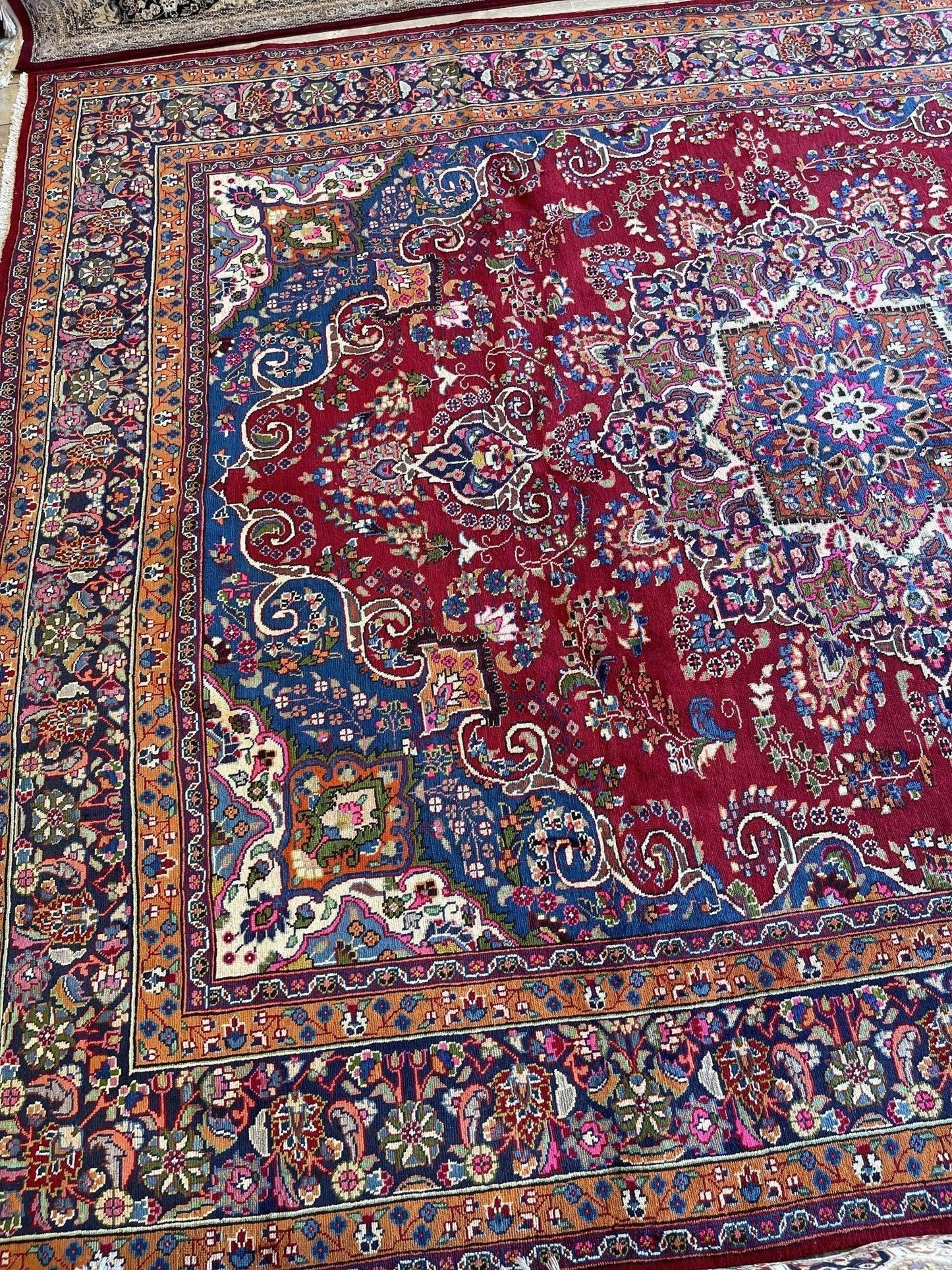 Elegant Mint Vintage 1960's Hand Knotted Veggie Dye Khorasan Area Rug 9’7” x 12’9”