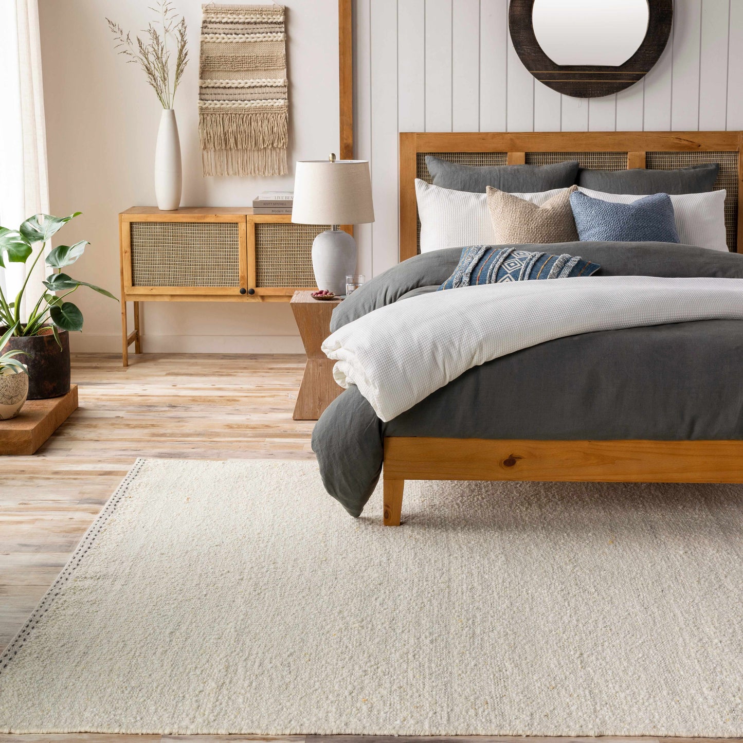 Yaniklar Cream Flat Woven Wool Rug