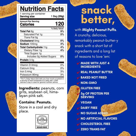 Peanut Butter Puffs Snack | Gluten Free & Vegan | 0.7 oz | Mighty
