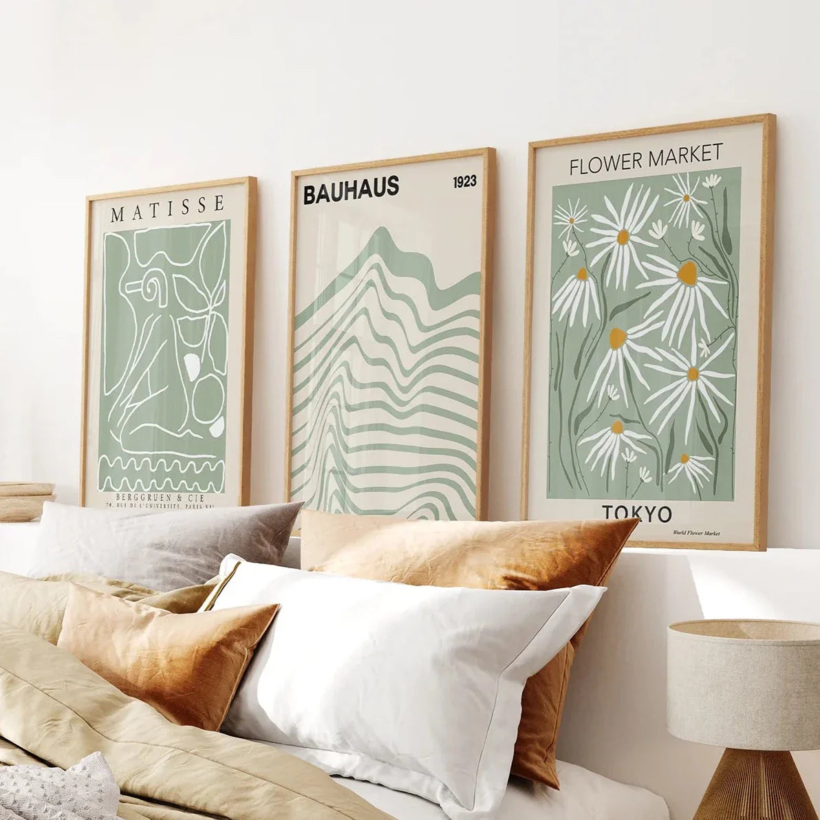 Adaçayı Yeşili Modern Duvar Sanatı 3 Baskı Seti