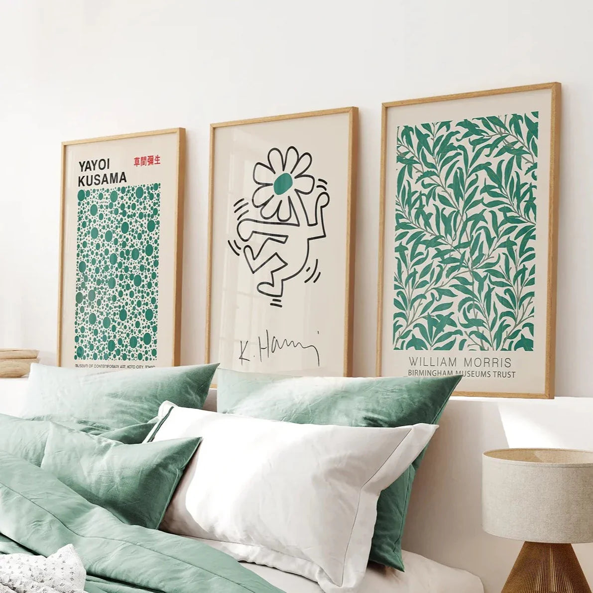 Exhibition Green Art Set of 3 Abstract Print