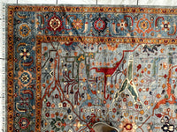 Hand-Knotted Trasitional Serapi Ghazni Wool Rug – 9’1” x 12’ – Intricate Floral Design