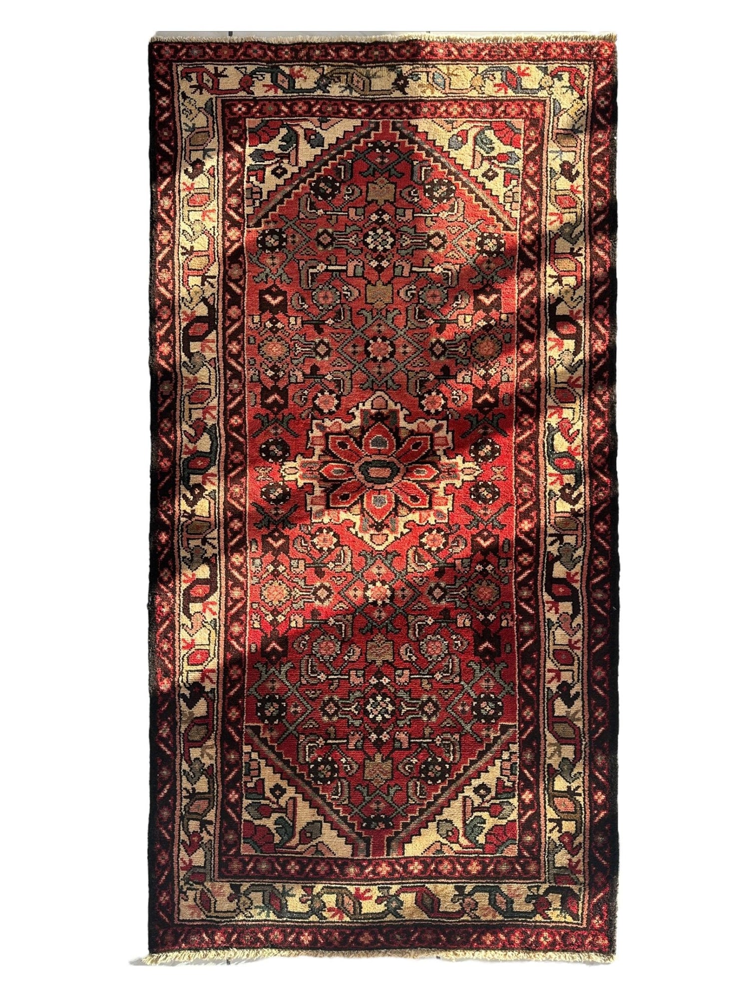 Vintage İran Hamadan Halısı 3'7” x 6'8”