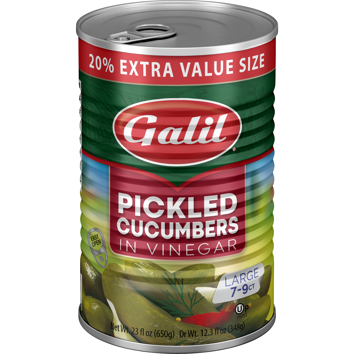 Cucumber Pickles in Vinegar | 7-9 | 23 oz | Galil