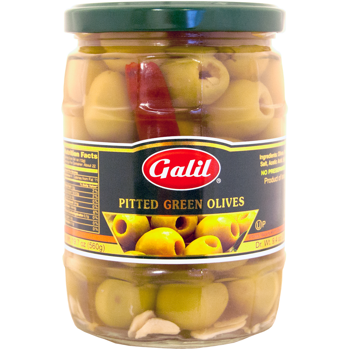 Green Olives | Pitted | Jar | 19.7 oz | Galil