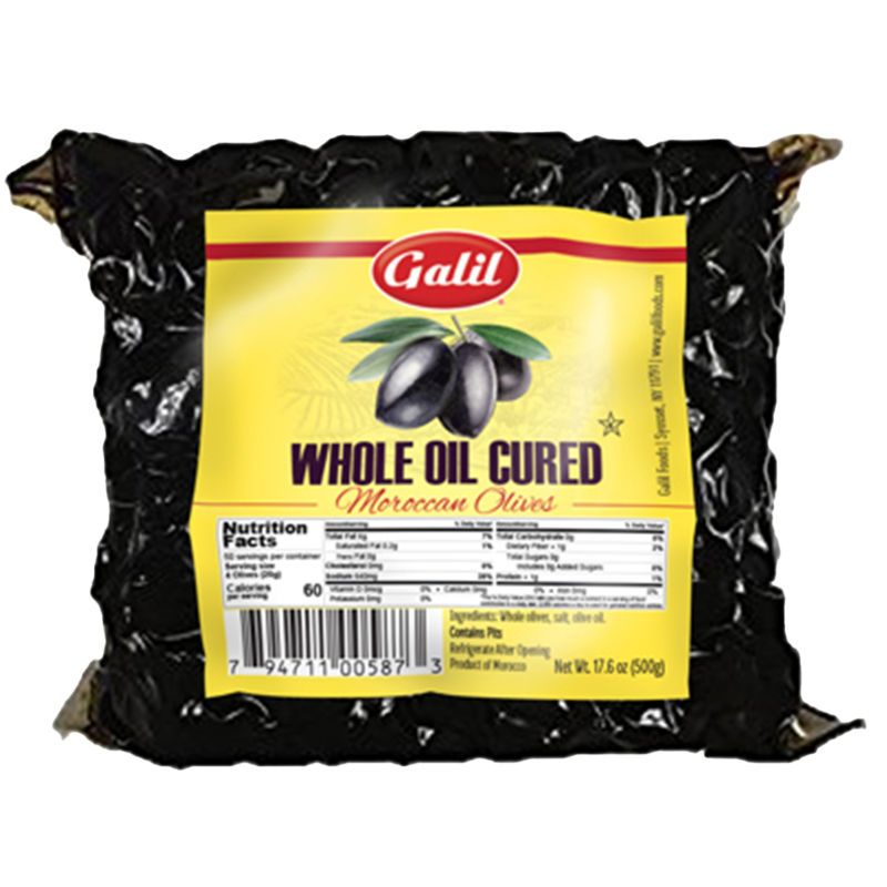 Oil Cured Black Olives | Vac-Pack | 17.6 oz | Galil