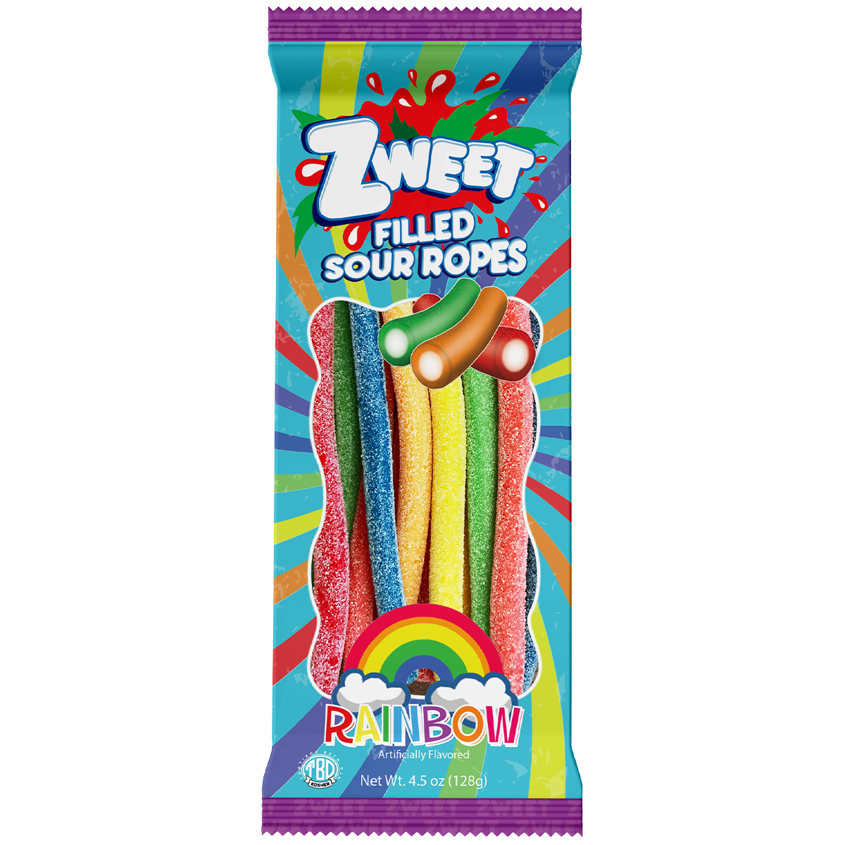Sour Rainbow Ropes Filled | Zweet | Go-Pack | 4.5 oz