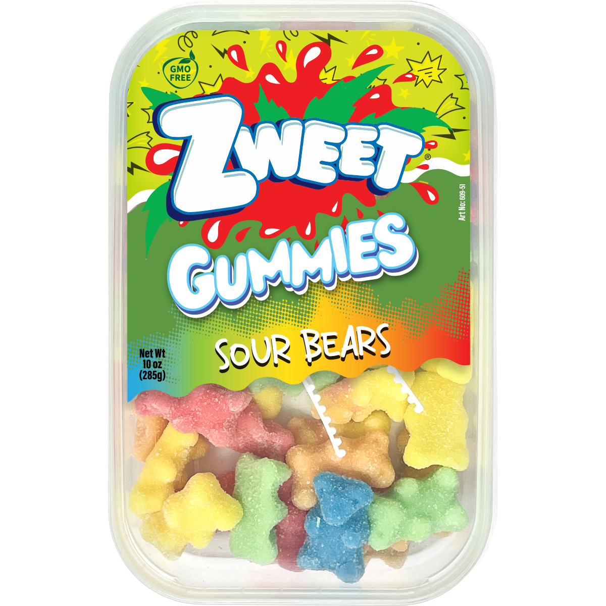 Neon Gummy Sour Bears | Zweet | 10 oz