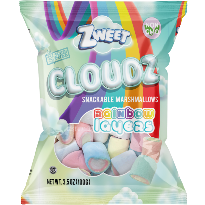 Cloudz Atıştırmalık Marshmallow Gökkuşağı Katmanları | 3,5 oz | Zweet