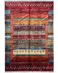 Afghani Khorjin Wool Rug – 7' x 9'10" – Vibrant Geometric & Tribal Patterns