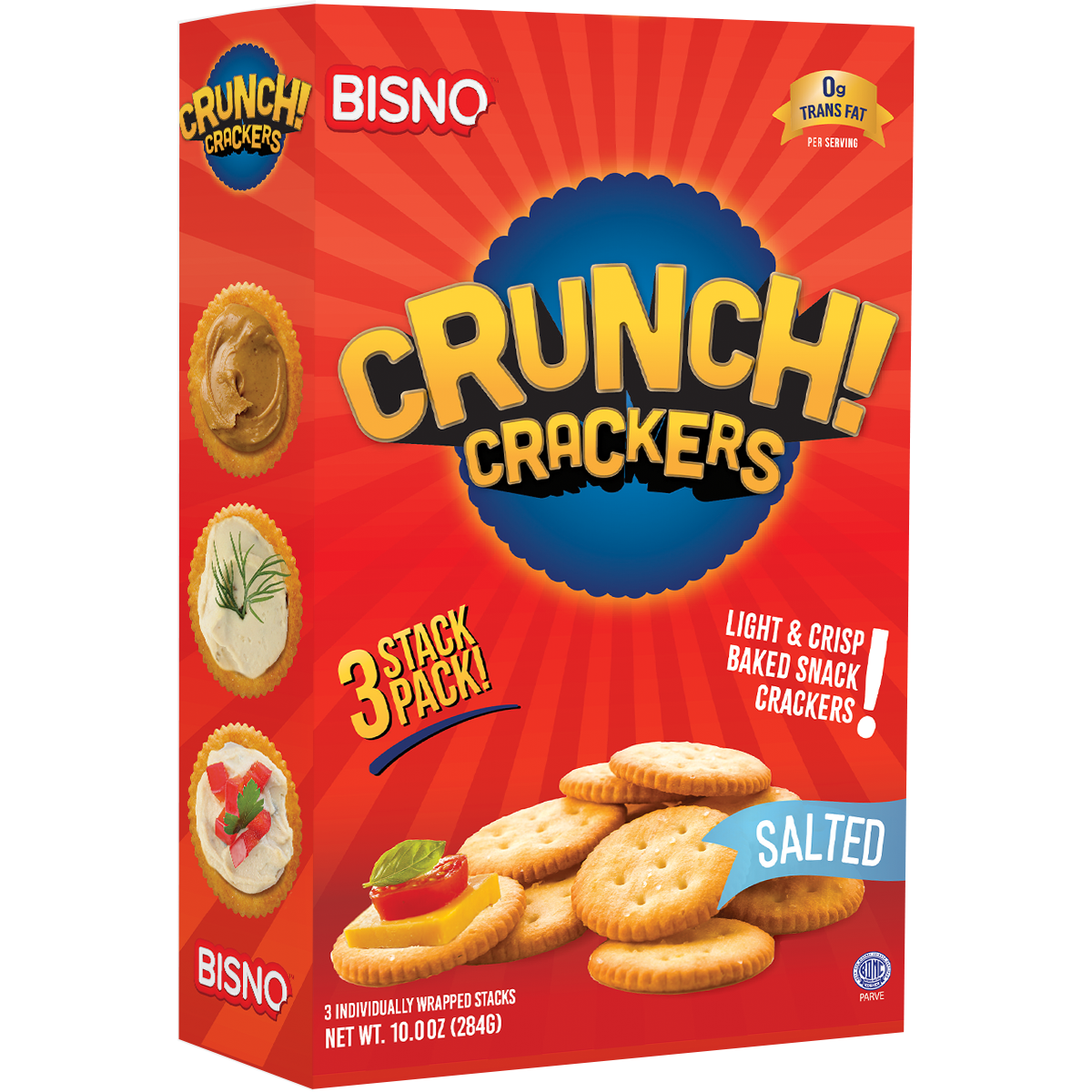 Crunch Crackers | Snack Salt Crackers | Non-Dairy | 10 oz | Bisno