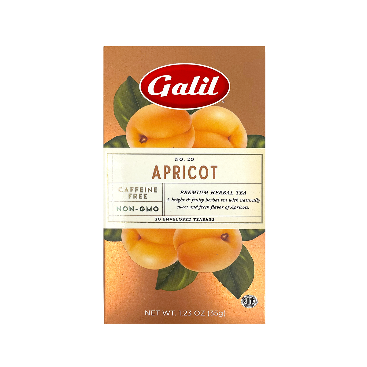 Apricot Herbal Tea | 20' Tea Bags | 1.23 oz | Galil