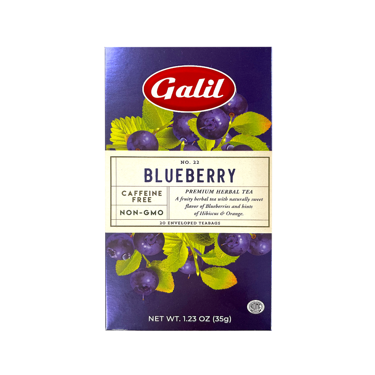 Blueberry Herbal Tea | | 20' Tea Bags | 1.23 oz | Galil