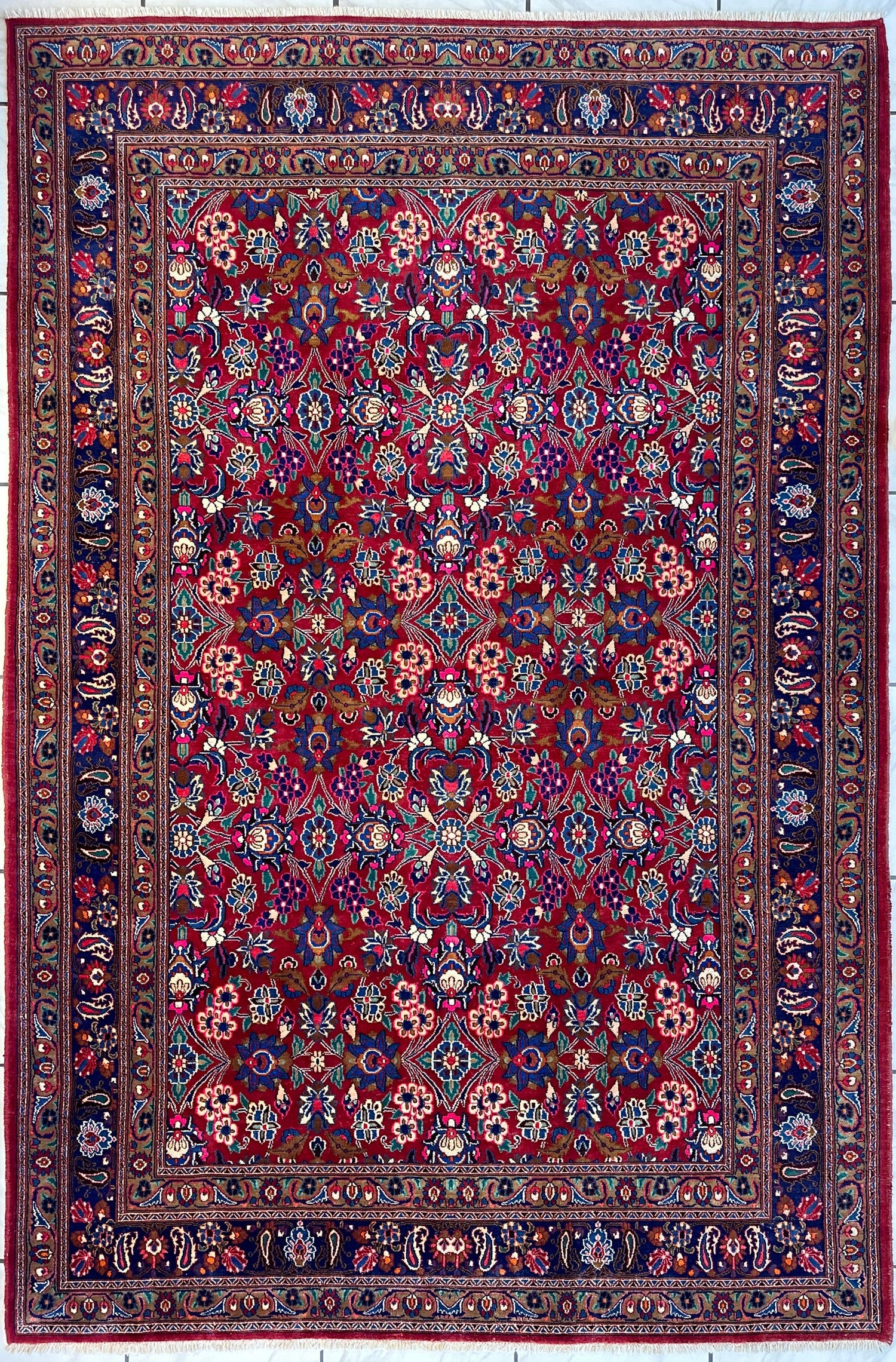 Persian Mashhad I Fine Allover Rug Wool 7 x 10