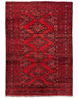 Hand-Knotted Afghan Turkoman Waziri Wool Rug – 6'9" x 9'6" – Vintage Red Elegance