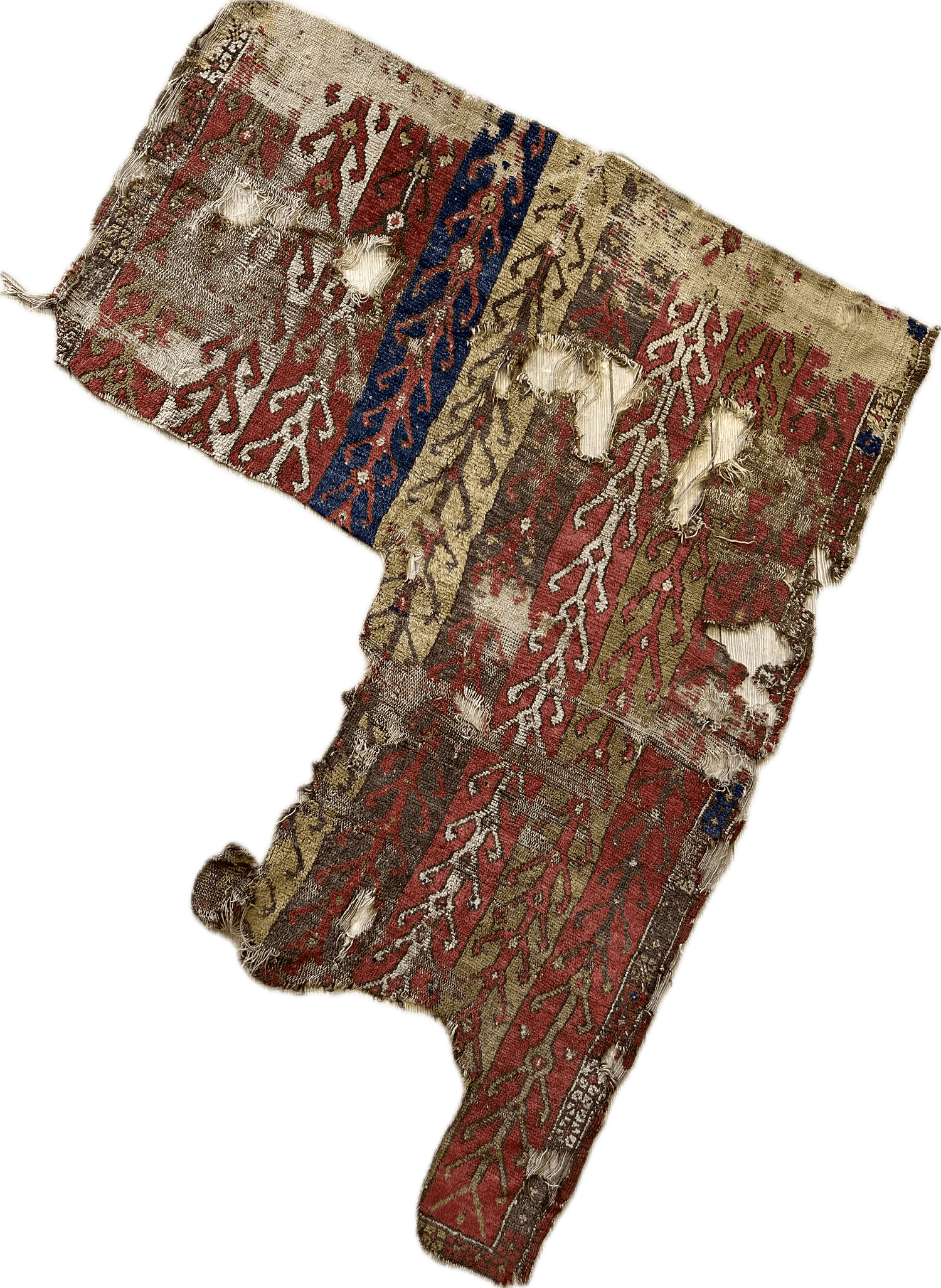 Anatolian Tribal Rug Fragment | 19th Century Wool Textile Art 70" x 52"