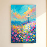 Cross Floral Field Faith Wall Art III