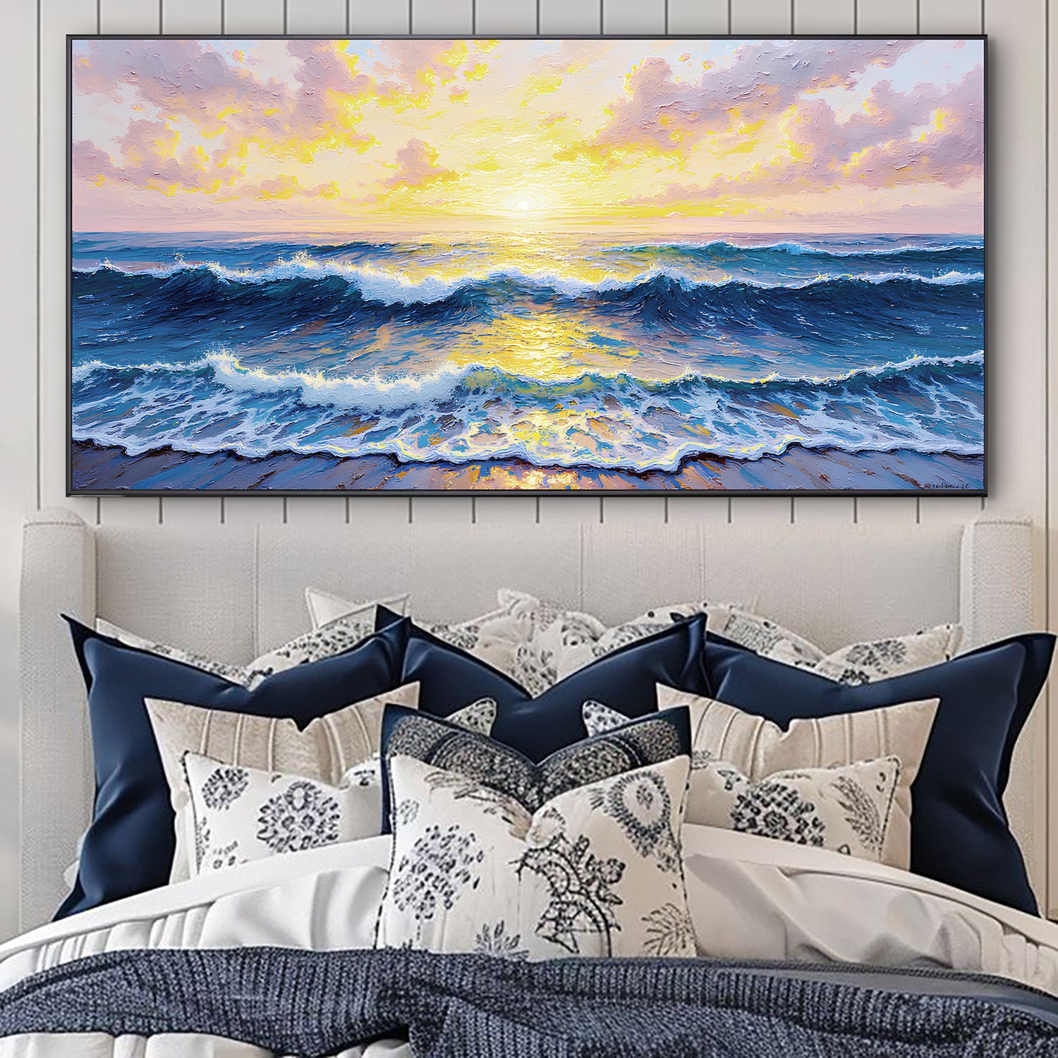 Golden Horizon Impasto Wall Art