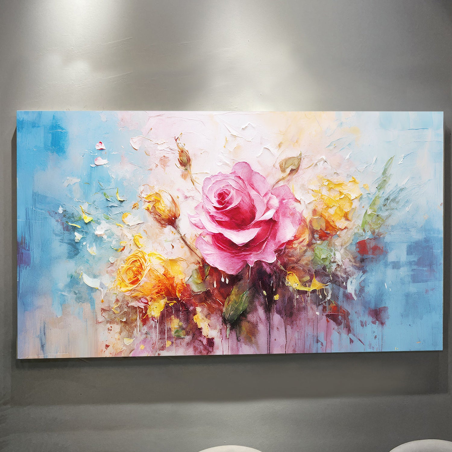 Rose Flower Impasto Wall Art