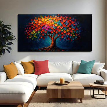 Rainbow Bloom Impasto Wall Art
