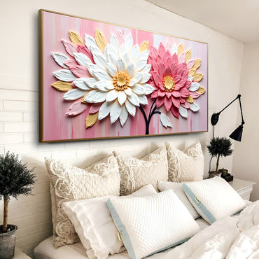 Blushing Blooms Pink Impasto Wall Art