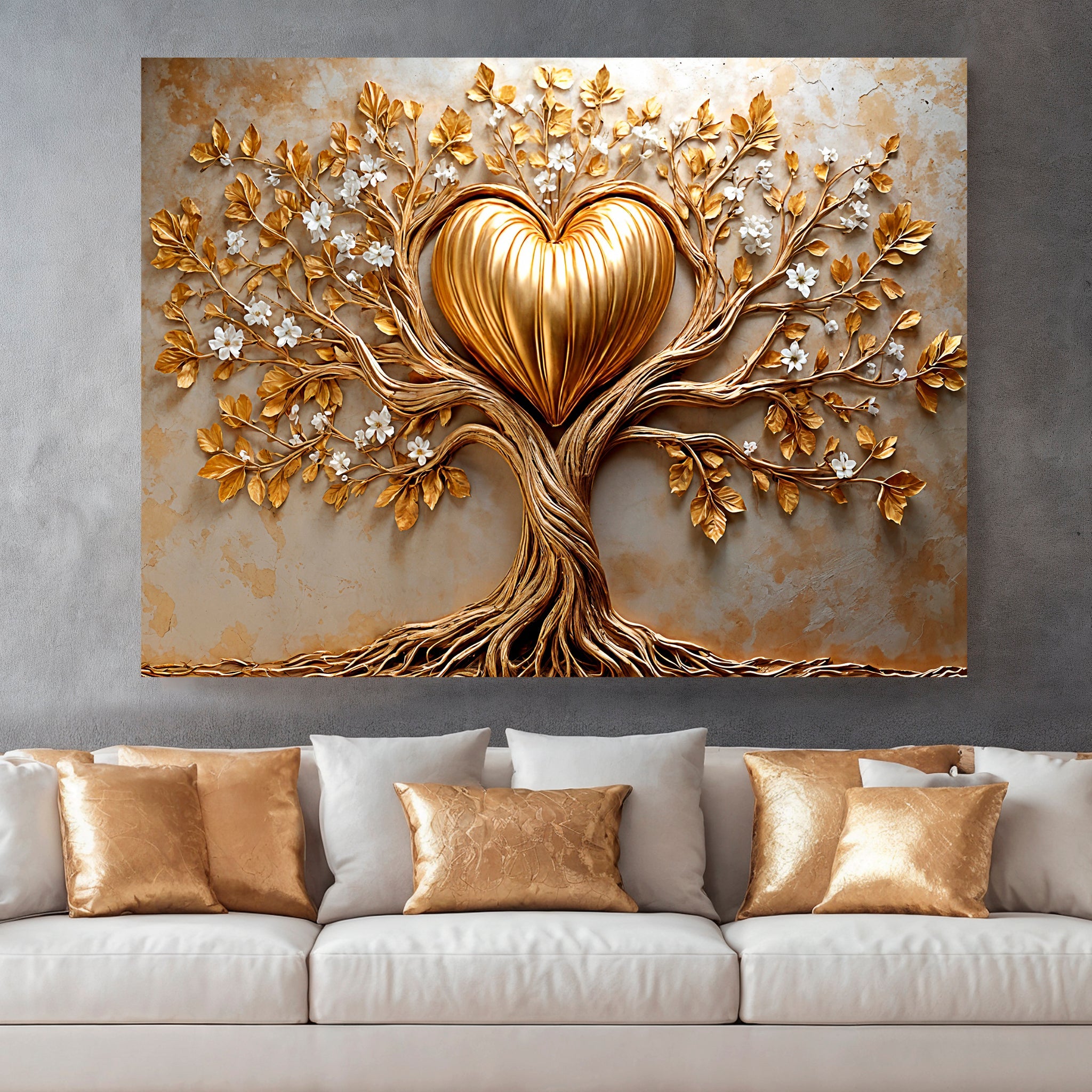 Golden Tree Heart Wall Art