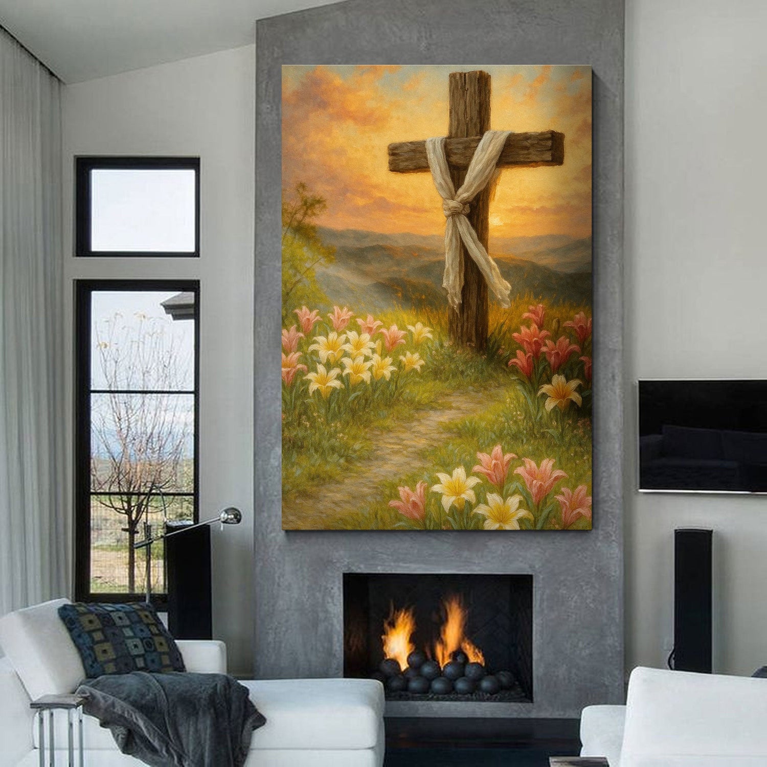 Cross and Flowers Faith Wall Art III