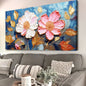 Golden Petals Impasto Wall Art