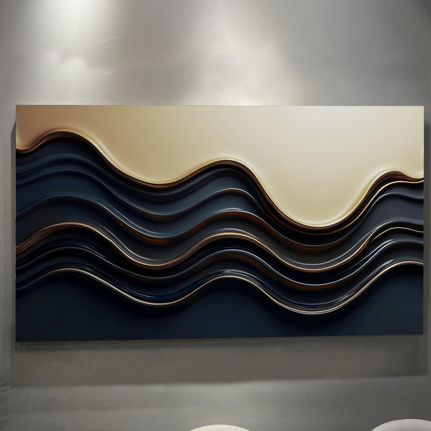 Siyah ve Altın Minimalist Soyut Duvar Sanatı III